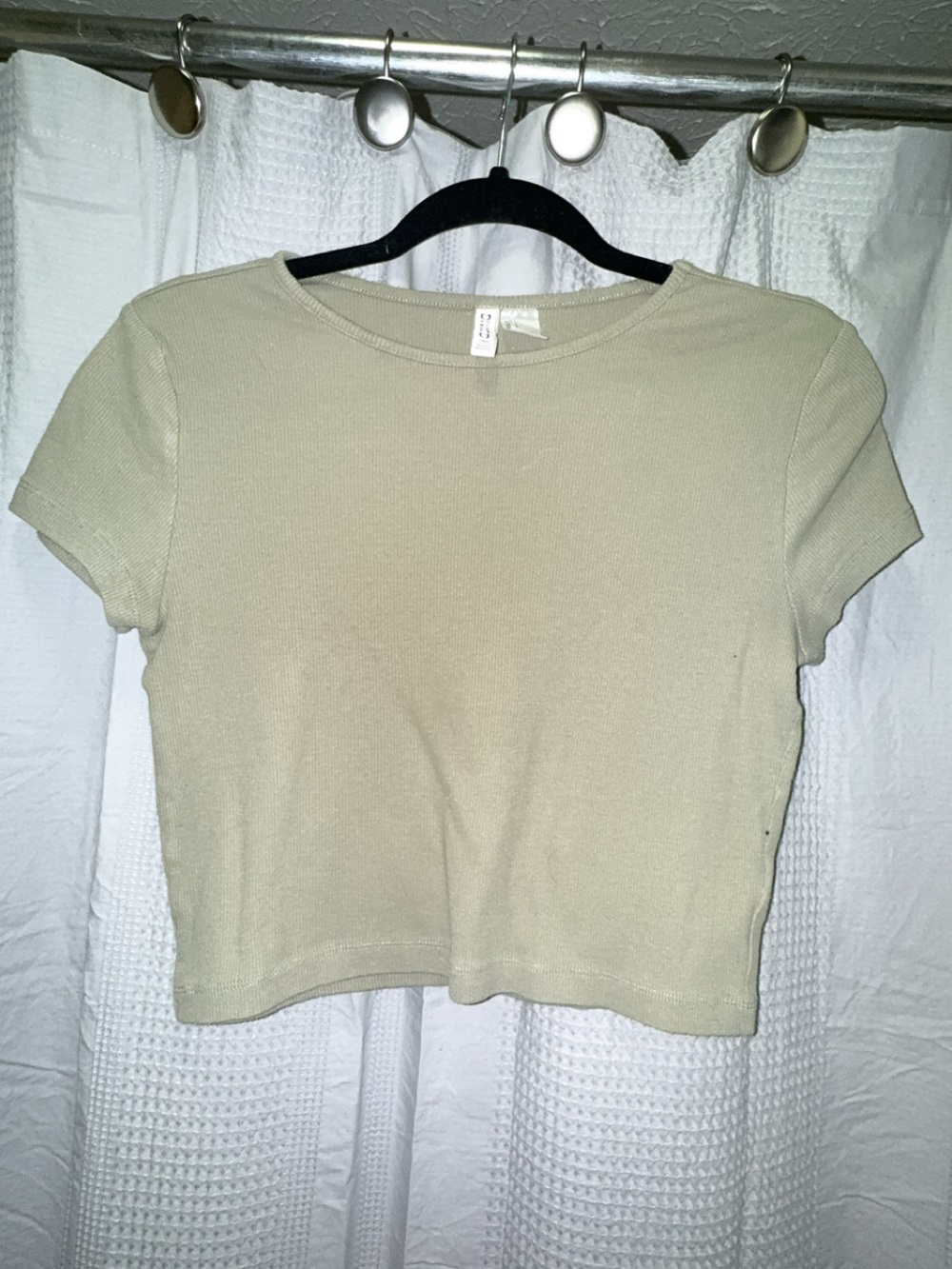 H&M Light Beige Ribbed Crop Tee